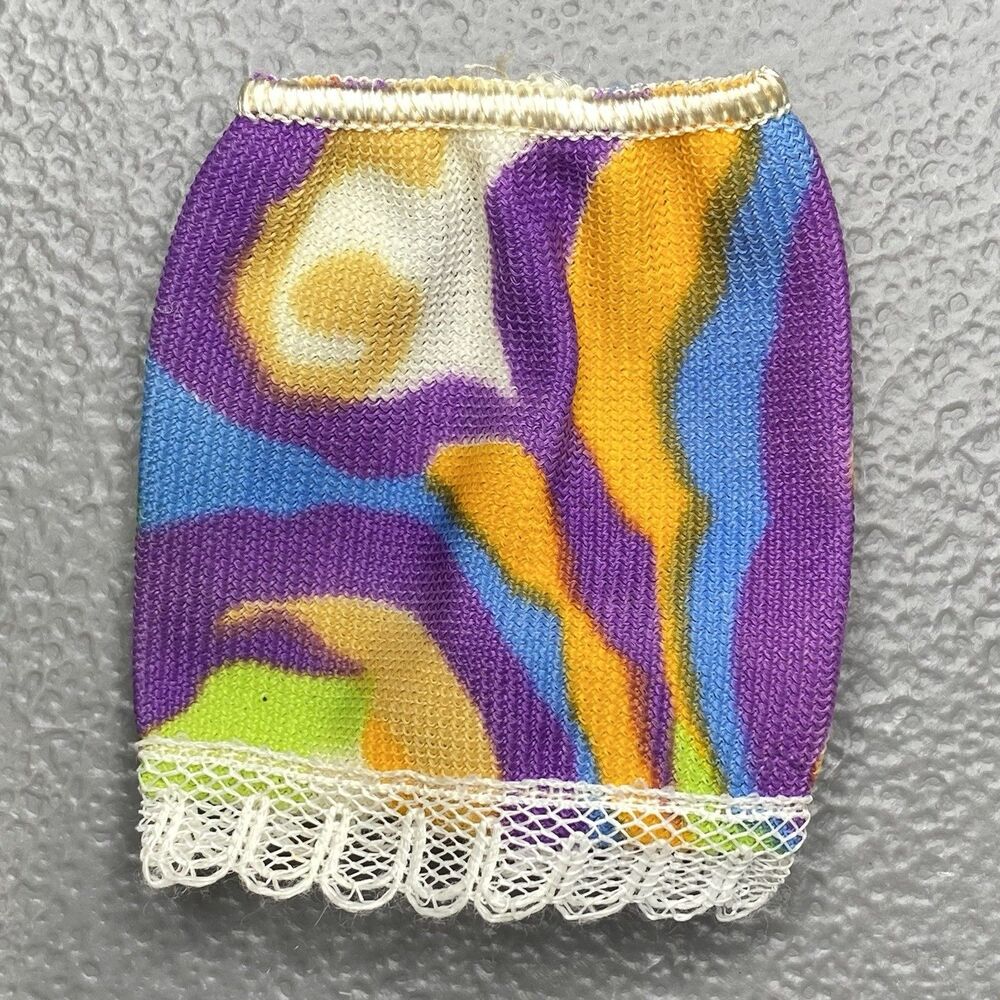Vintage 1970s Barbie Clone MOD Psychedelic Swirl Tricot Halter Mini Skirt Bikini - Picture 3 of 7
